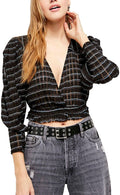 Free People Women’s Girlfriend Top  Black Combo Size XS
