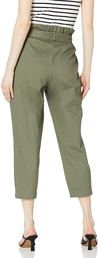 BCBGeneration Women's Paper Bag Pull on Pants  Color Olive Size L
