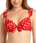 California Waves Women's Floral Push-Up Swim Top  Red Print Size L