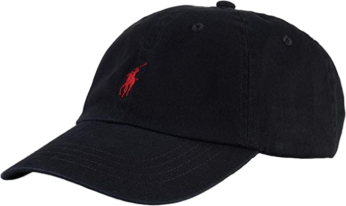 POLO RALPH LAUREN Men's Classic Pony Cap  Color Black Red One Size