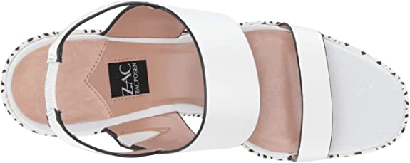 Zac Posen Women's Platform Sandal Cutout Leather Wrapped Wedge Color White Leather Size 7.5M