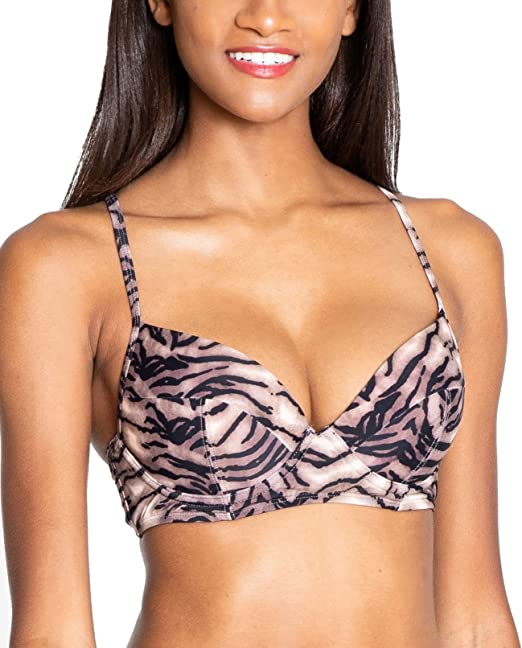RACHEL Rachel Roy Women's Standard Bikini Top  Color Black/Tan Size S