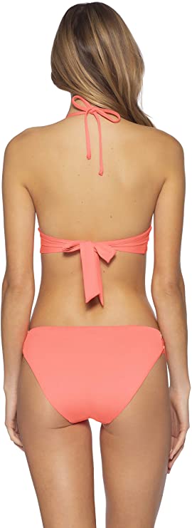 Becca by Rebecca Virtue Women's Avery Crochet Tab Side Hipster Bikini Bottom  Color Coral Size XL