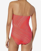 Vince Camuto Women's Standard Stripe Spliced Bandeau One Piece  Color Poppy 670 Size 10