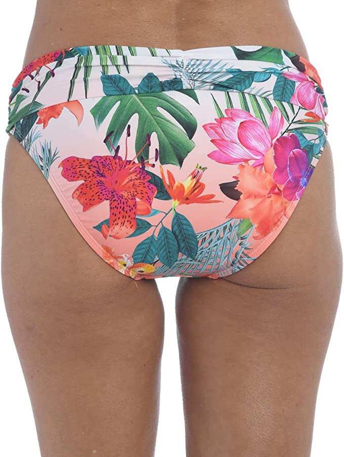 La Blanca Shirred Band Hipster Bikini Swimsuit Bottoms  Color Bird of Paradise/Tropicalia Size 14
