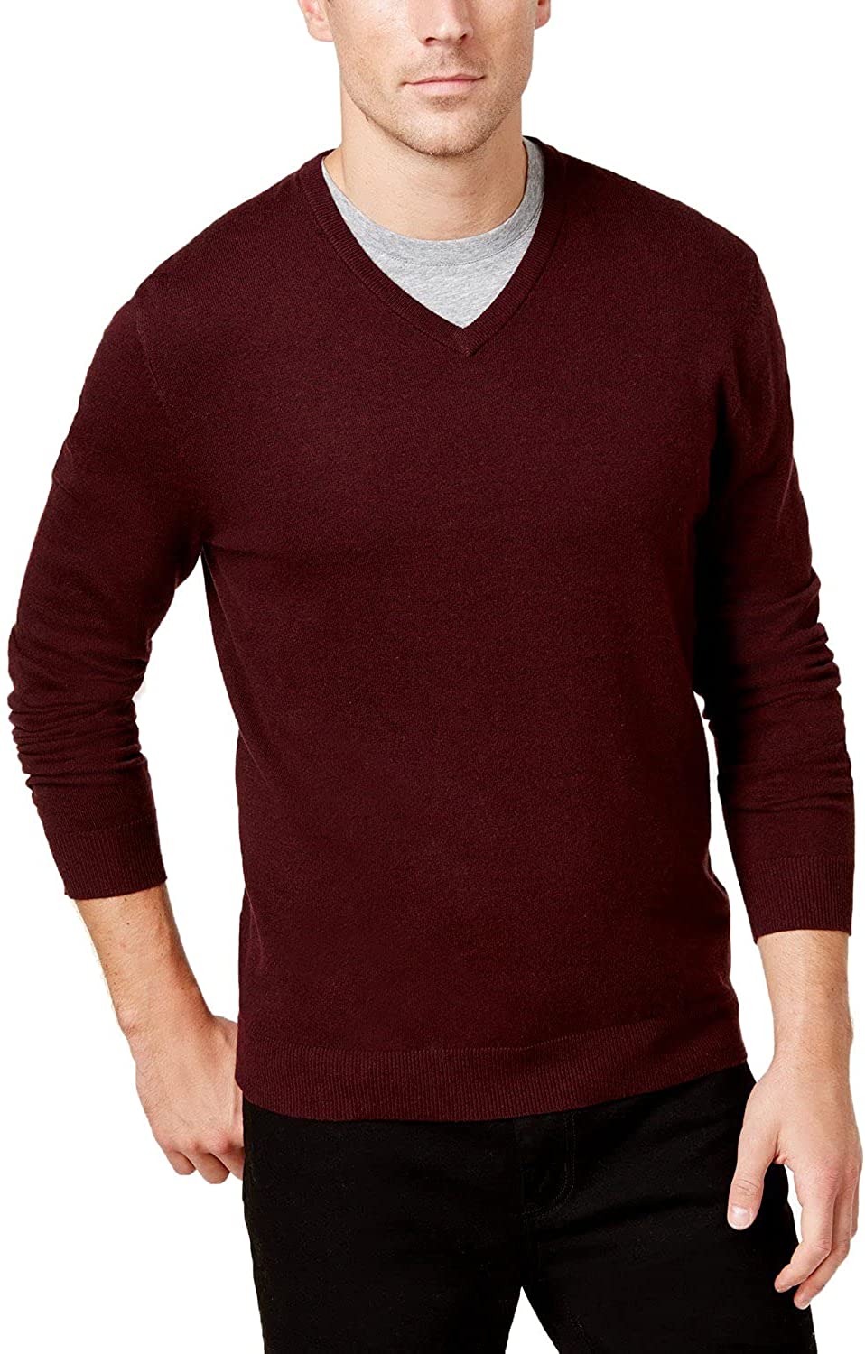 Alfani Men’s V-Neck Ribbed Trim Sweater  Color: Red Size XL