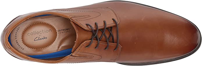 Clarks Men's Whiddon Plain Oxford  Color Dark Tan Leather Size 9W