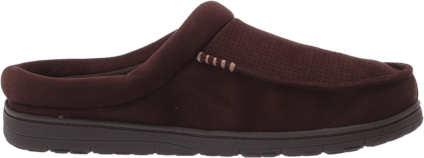 Dearfoams Men's Brendan Microfiber Suede Clog Slipper  Color Coffee (Perforated) Size M