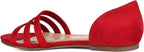 Brinley Co. Womens Open-Toe Ankle Cuff Flat  Color Red Size 8.5M
