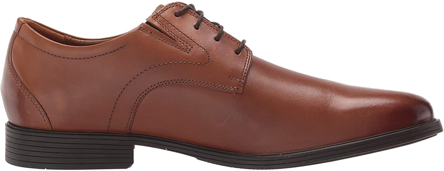 Clarks Men's Whiddon Plain Oxford  Color Dark Tan Leather Size 9W