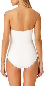 Anne Cole Women's Twist Front Shirred One Piece Swimsuit Color White Size 10