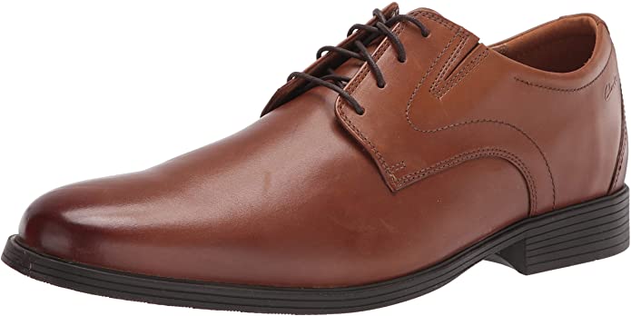 Clarks Men's Whiddon Plain Oxford  Color Dark Tan Leather Size 9W