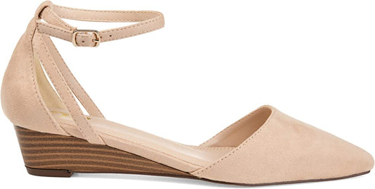 Journee Collection Women's Arkie Ankle Strap Sliver Wedge Color Nude Size 9M