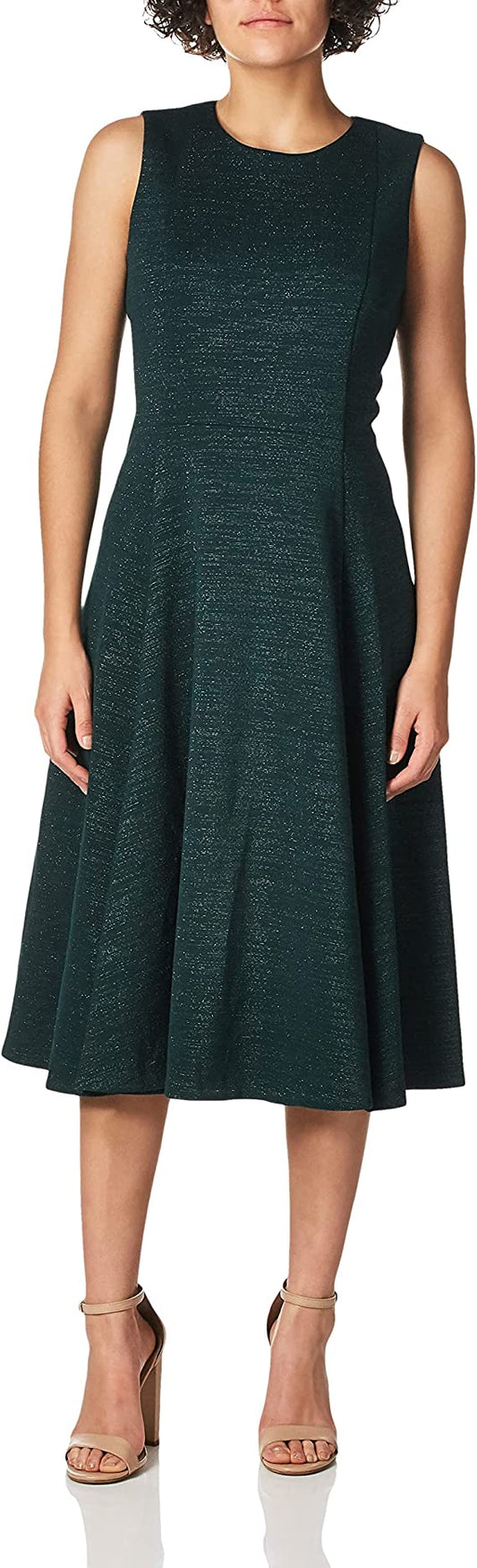 Calvin Klein Women's Princess Seamed Dress  Color Malachite With Glitter Size 2