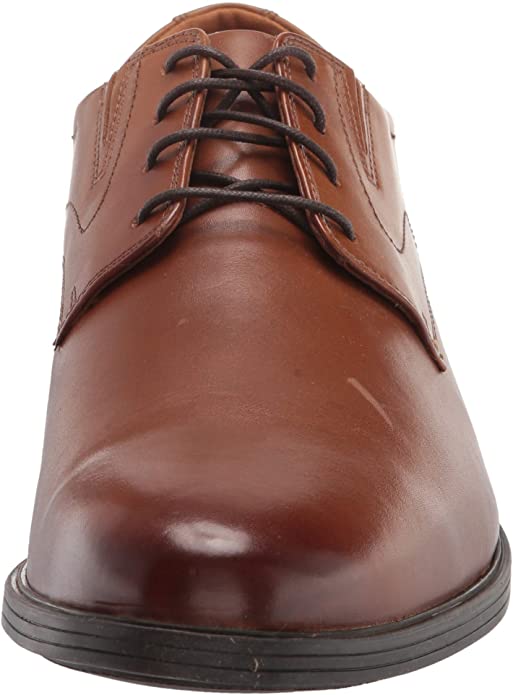 Clarks Men's Whiddon Plain Oxford  Color Dark Tan Leather Size 9W