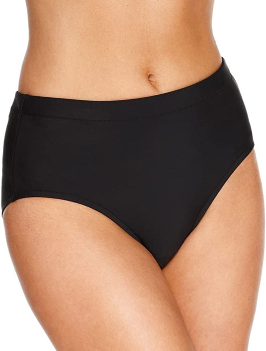 Swim Solutions High-Waist Swim Brief Bottoms  Color Black Size 16