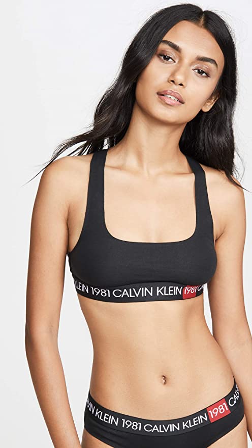 Calvin Klein Women's 1981 Bold Cotton Unlined Bralette  Color Black Size S