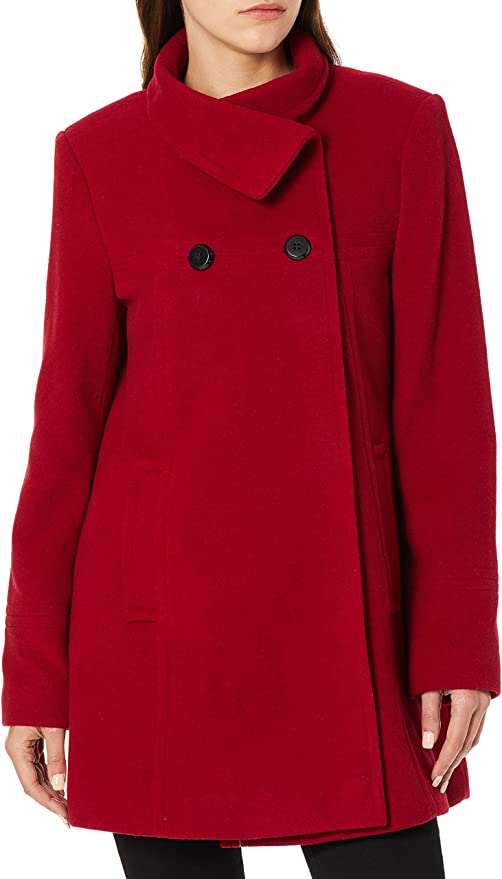 Larry Levine Women’s Double Breasted Plush Wool Blend Coat   08719-L8 Size XS