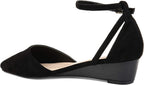Brinley Co. Womens Pointed Toe Ankle Strap Sliver Wedge  Color Black Size 9M