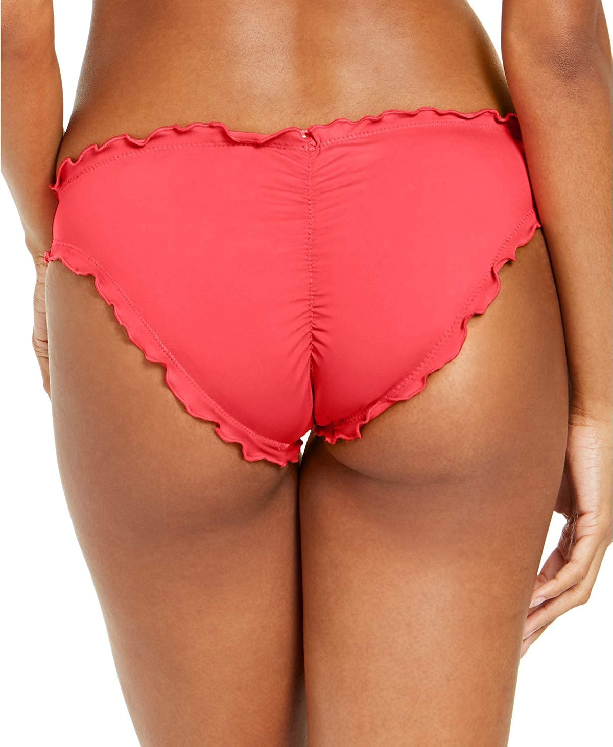 SUNDAZED Solid Mermaid Ruffled Swim Bottoms Sunkissed Coral Size M