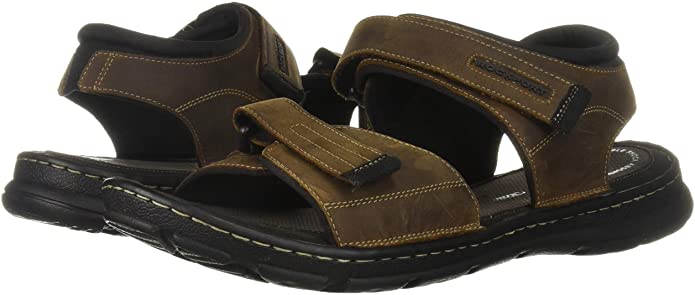 Rockport Men's Darwyn Quarter Strap Flat Sandals  Brown II Leather Size 9