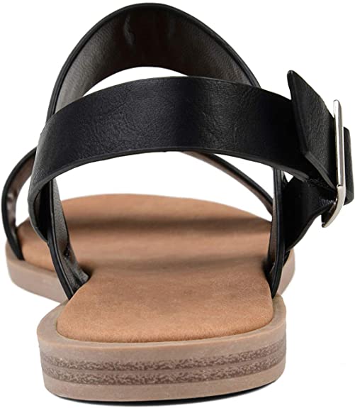 Brinley Co. Womens Dual Strap Open-Toe Sandal  Color Black Size 10M