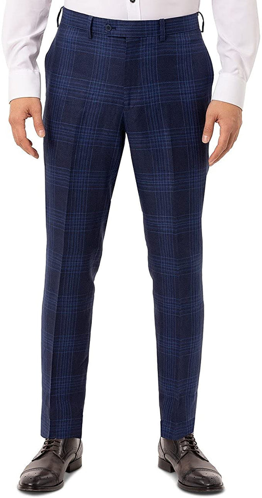 TALLIA  Men’s Flat Front, Plaid Slim Fit Suit Separate  Color Navy Size 31W x 30L