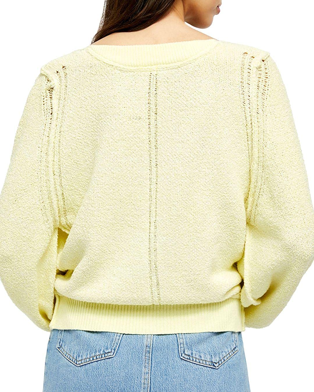 Free People Women’s Riptide V-Neck Sweater  Color Yellow Size M