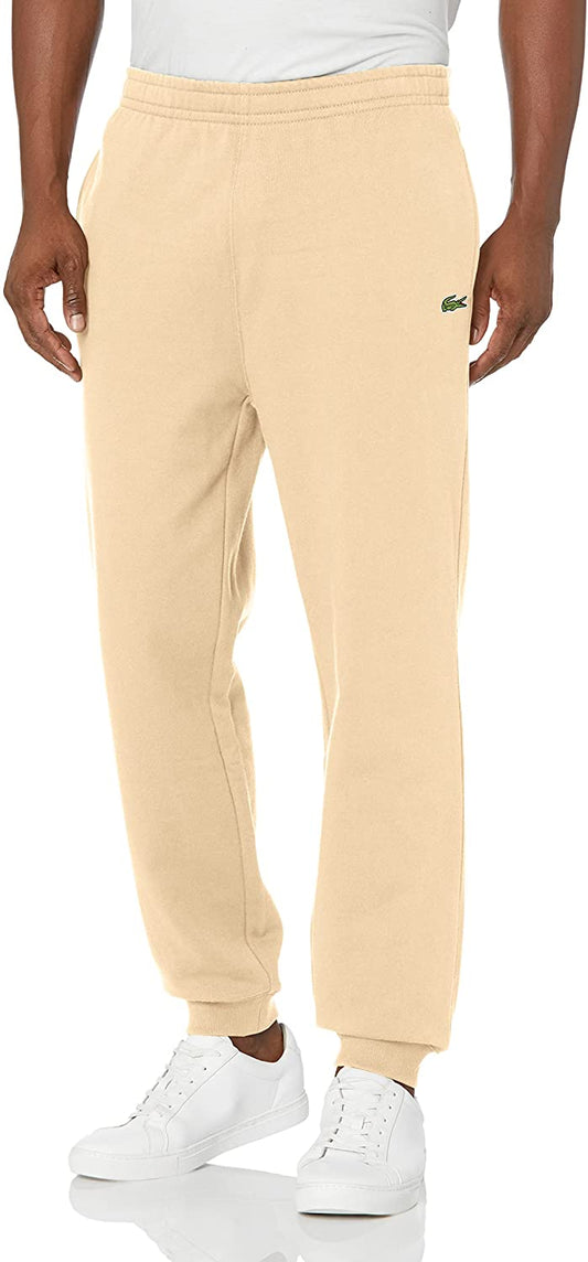 Lacoste Men's Solid Non-Brushed Fleece Joggers   Color Natural Beige Size M