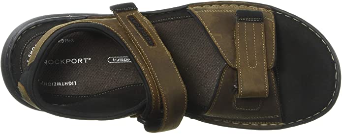 Rockport Men's Darwyn Quarter Strap Flat Sandals  Brown II Leather Size 9