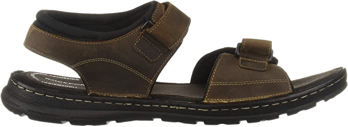 Rockport Men's Darwyn Quarter Strap Flat Sandals  Brown II Leather Size 9