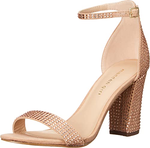 Madden Girl Womens Bella Two-Piece Block-Heel San Vintage  Color Rose Rhinestone Size 5.5M