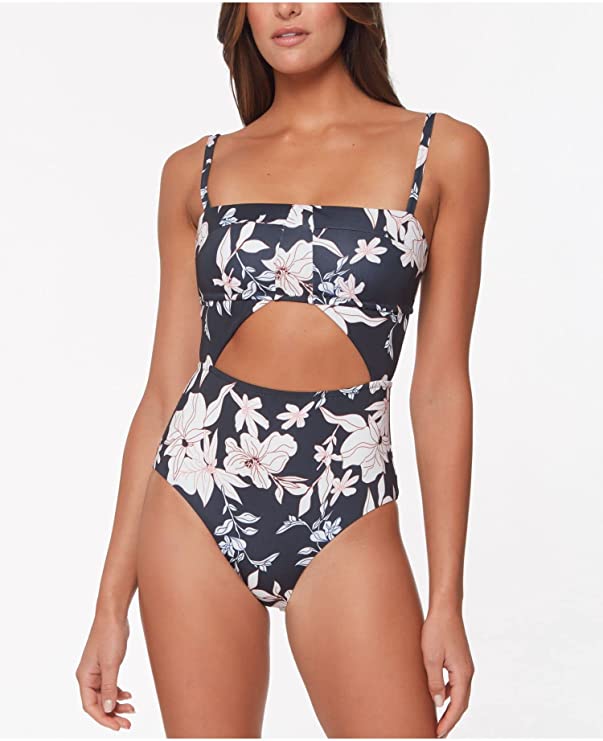 Sanctuary Tropical Print Stretch Cutout One-Piece Swimsuit  Night in The Jungle Size S
