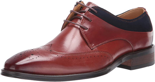 STACY ADAMS Men's Hewlett Wingtip Oxford  Color Cognac/Navy Size 9.5M