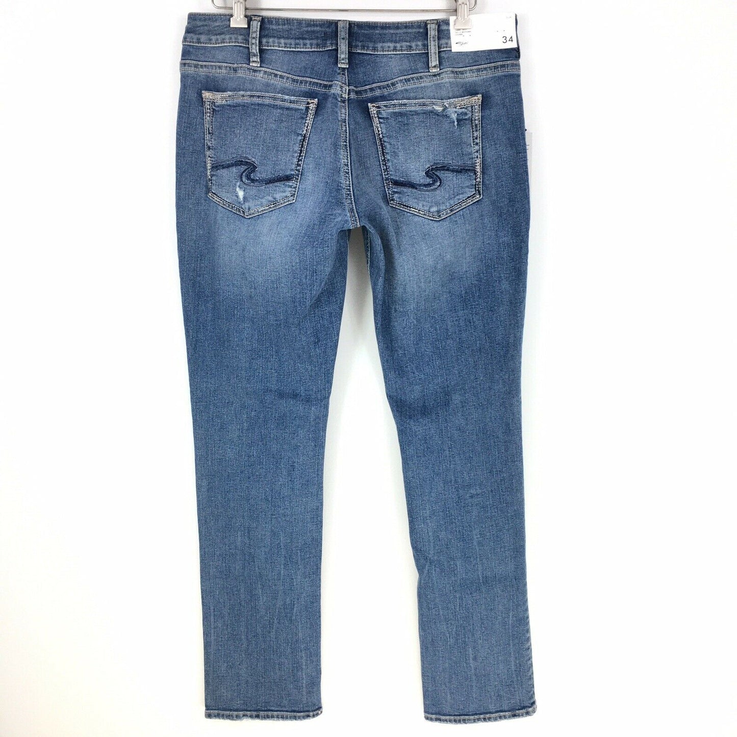 Silver Jeans Co. Suki Ripped Straight-Leg Jeans Color Indigo Size 34R