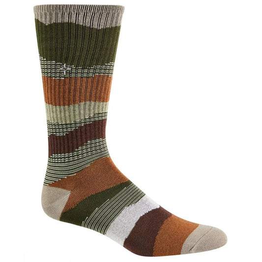 Sun + Stone Men's Novelty Printed Crew Socks  Color Brown Shades One Size