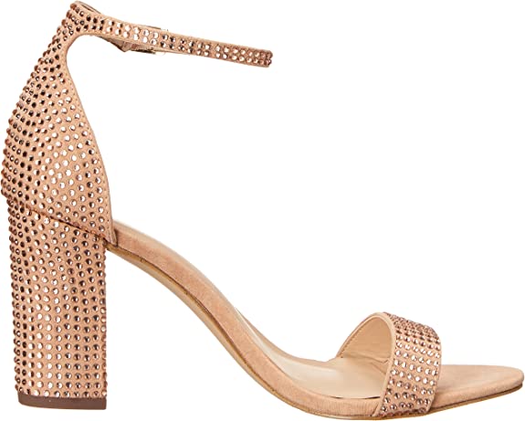 Madden Girl Womens Bella Two-Piece Block-Heel San Vintage  Color Rose Rhinestone Size 5.5M
