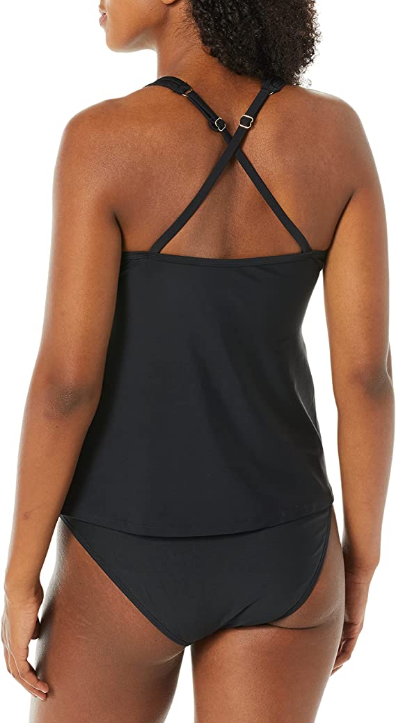 Rachel Roy Standard Tankini Swim Top  Color Black Size M