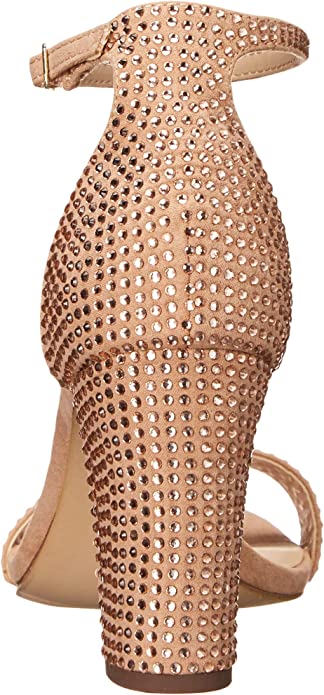 Madden Girl Womens Bella Two-Piece Block-Heel San Vintage  Color Rose Rhinestone Size 5.5M
