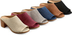 Brinley Co. Womens Zess Faux Nubuck Open-Toe Perforated Mules  Color Red Size 6.5M