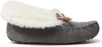 Dearfoams Women's Fireside Brisbane Shearling Foldover Moccasin Slipper  Color Gray Size 8M