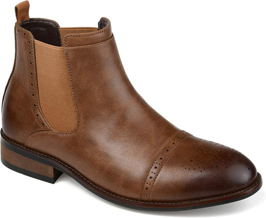 Vance Co. Garrett Mens Cap Toe Chelsea Boot  Color Tan Size 8.5W