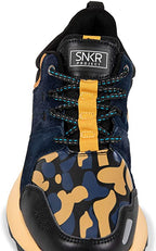 SNKR PROJECT Men’s Duane Sneaker  Color Navy Yellow Size 9.5M