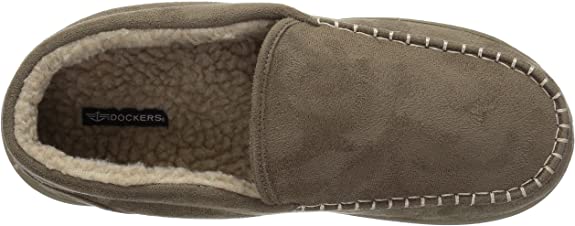 Dockers Men's Craig Ultra-Light Mid Moccasin Premium Slippers  Taupe Size 13
