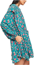 Free People Women’s Floral Long Sleeve Short Shirt Dress  OB1231677