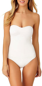 Anne Cole Women's Twist Front Shirred One Piece Swimsuit Color White Size 10