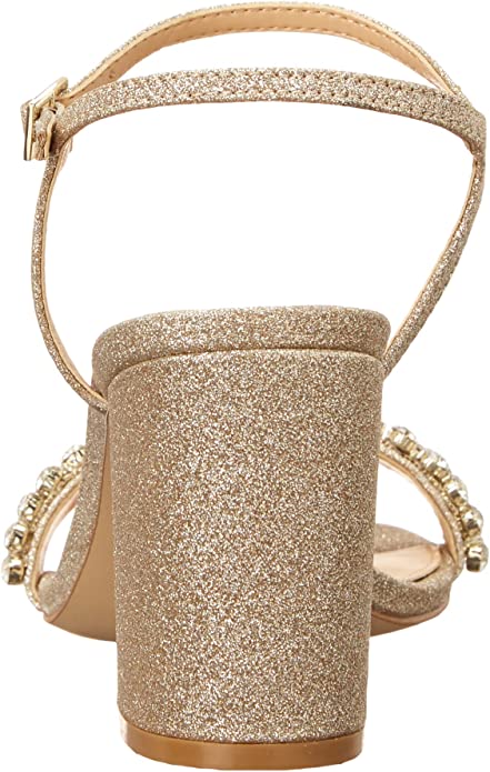 Jewel Badgley Mischka Womens Lori Heeled Sandal  Color Gold-Tone Glitter Size 6.5M