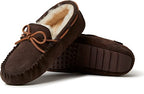 Fireside by Dearfoams Men's Victor Shearling Moccasin with Tie Slipper  Color Coffee Size 11M