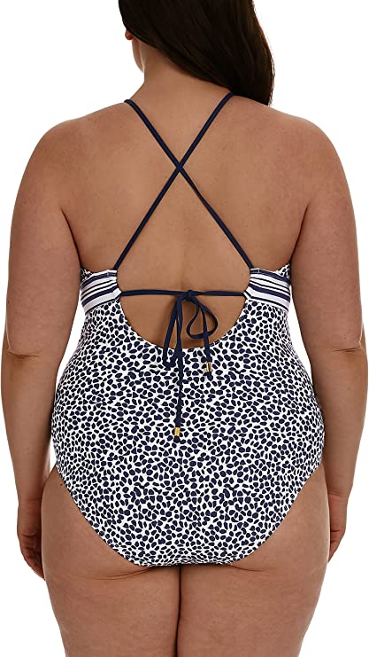 La Blanca Plus Size Keyhole Mio One Piece Swimsuit  Color Indigo Size 18W