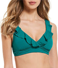 LAUREN RALPH LAUREN Women's Ruffled Underwire Bikini Top  Emerald Size 16
